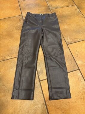 Women's Faux Leather Straight-Leg Pants - Black